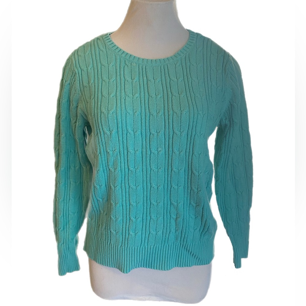Turquoise Cable Knit Sweater | Women’s Large | St John’s Bay